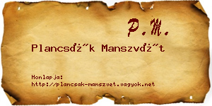 Plancsák Manszvét névjegykártya